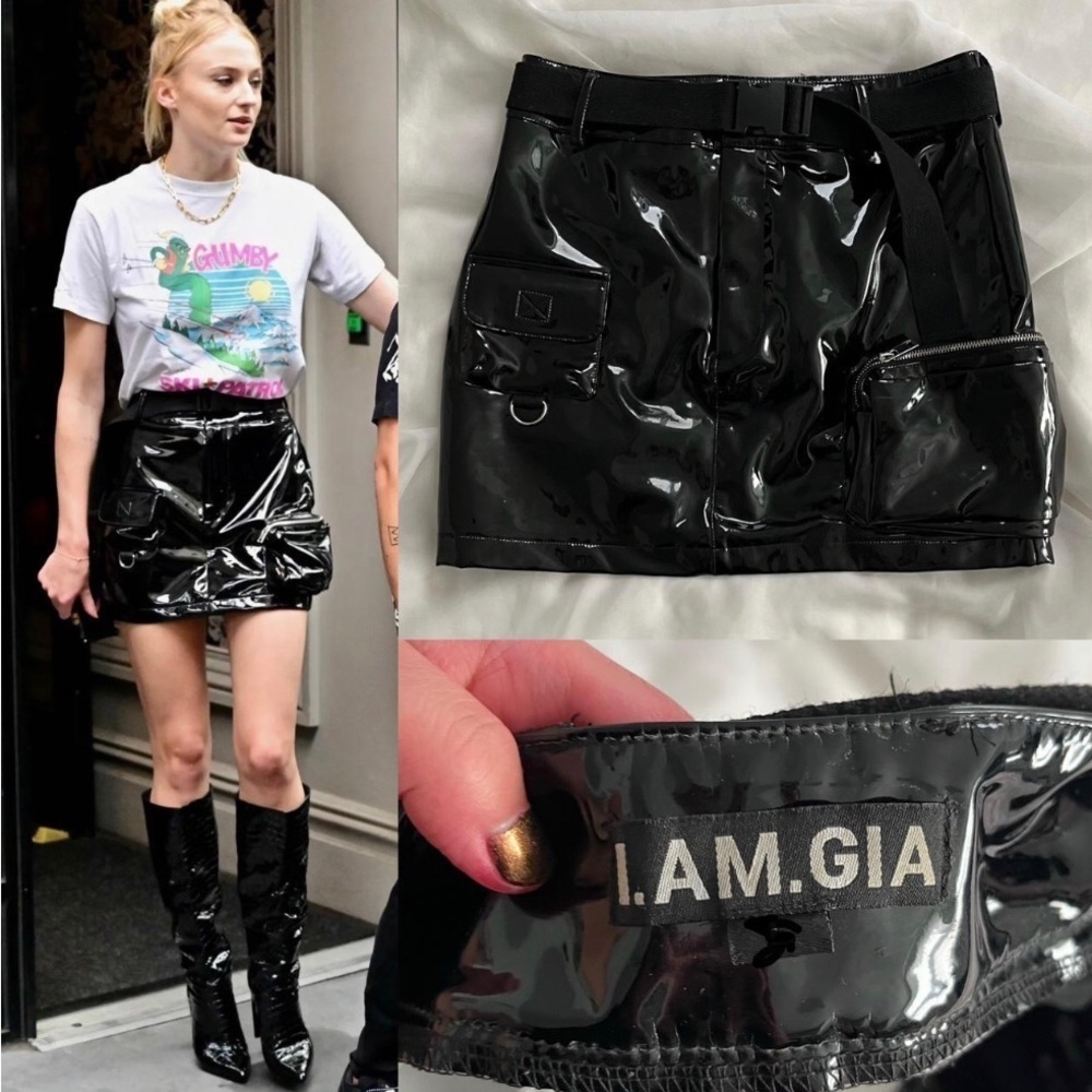 I. AM. GIA EDAM‎ PVC BLACK UTILITY SKIRT SIZE XS​​​​